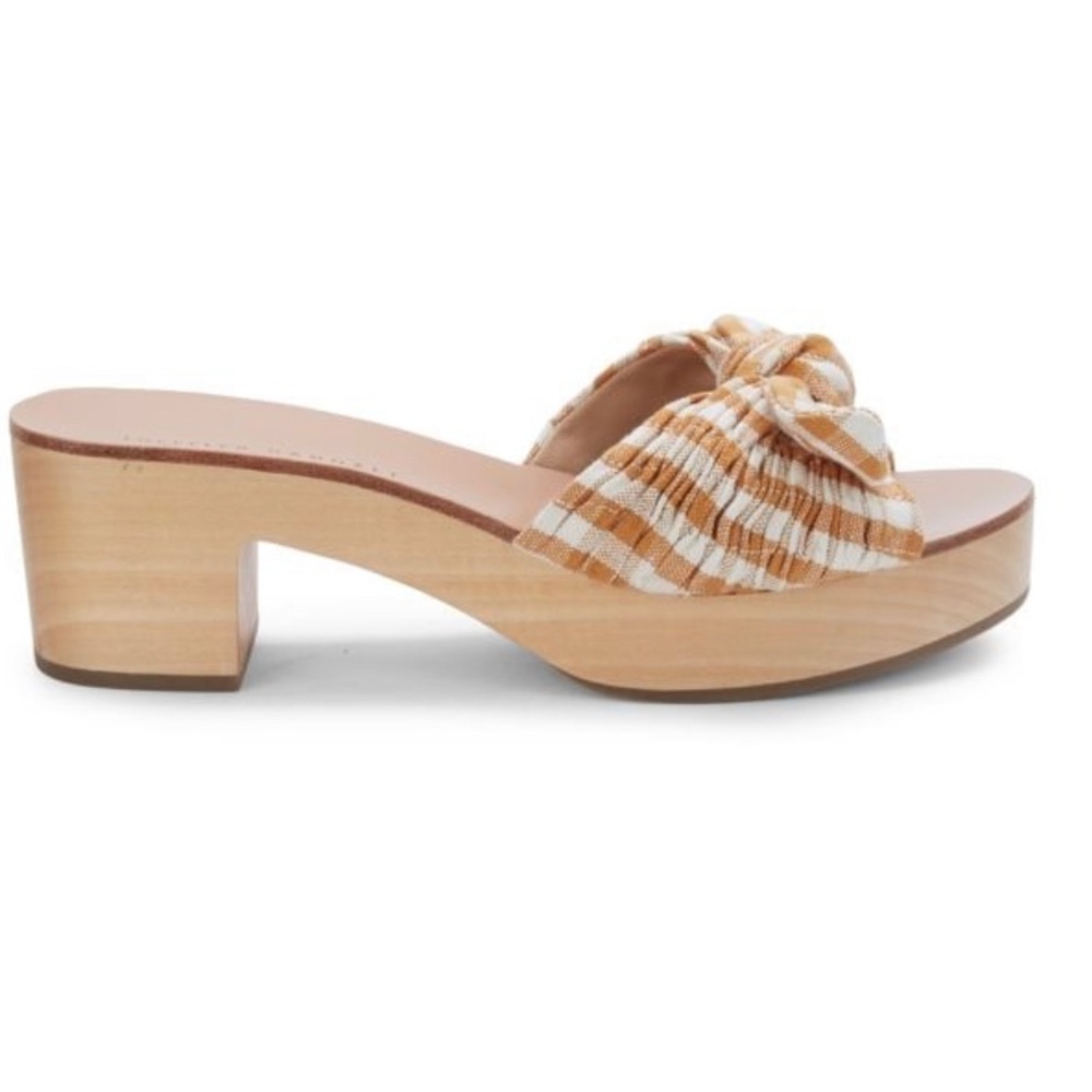 Loeffler Randall Regina Knotted Canvas Clogs Size 10 Amber/White